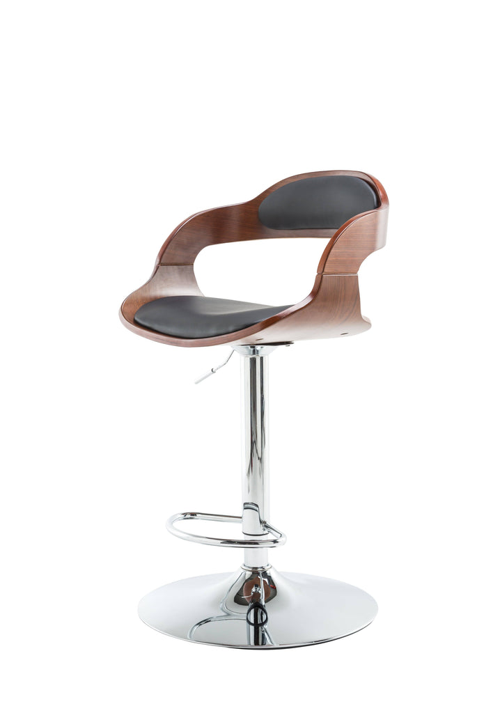 Windsor Faux Leather & Chrome Barstool in Black & Walnut by Alphason - Price Crash Furniture