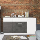 Zingaro 2 door 2 drawer 1 compartment sideboard in Dark loft and white alpine - Price Crash Furniture