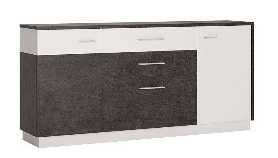 Zingaro 2 door 2 drawer 1 compartment sideboard in Dark loft and white alpine - Price Crash Furniture