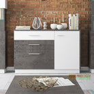 Zingaro 1 door 2 drawer 1 compartment sideboard in dark loft and white alpine - Price Crash Furniture