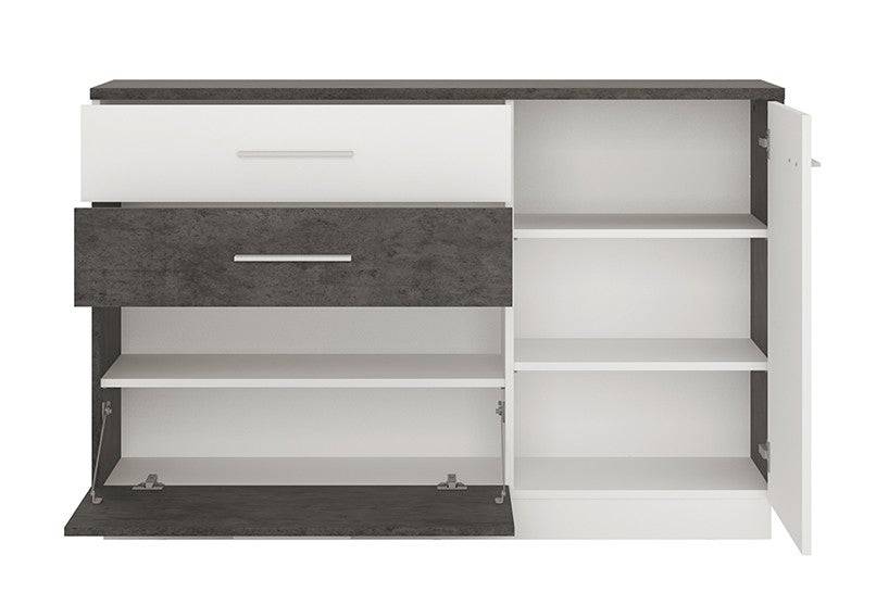 Zingaro 1 door 2 drawer 1 compartment sideboard in dark loft and white alpine - Price Crash Furniture