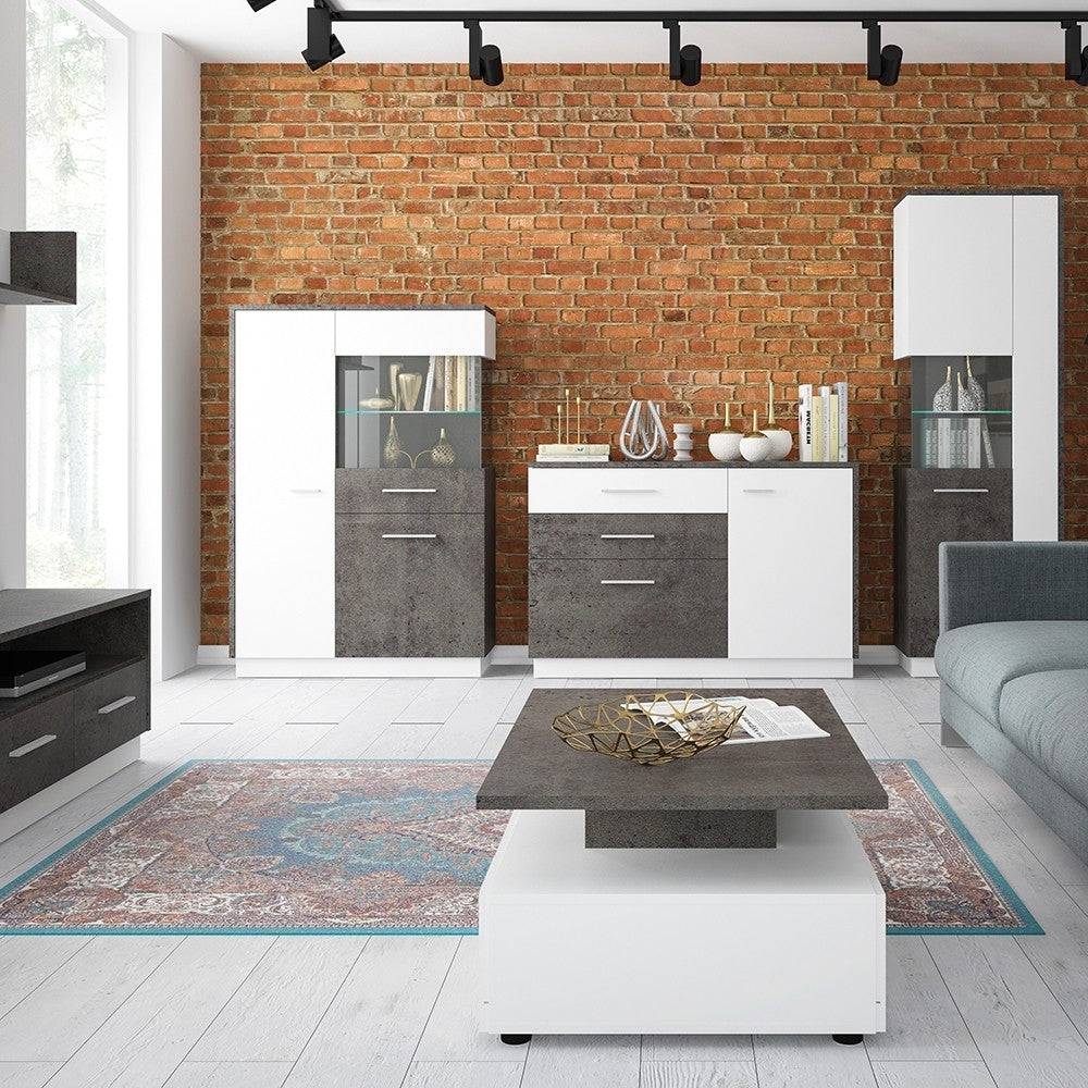 Zingaro 1 door 2 drawer 1 compartment sideboard in dark loft and white alpine - Price Crash Furniture