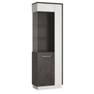 Zingaro Tall Glazed display cabinet (LH) in dark loft and white alpine - Price Crash Furniture