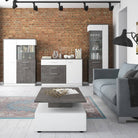 Zingaro Tall Glazed display cabinet (LH) in dark loft and white alpine - Price Crash Furniture