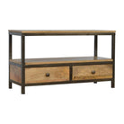 2 Drawer Coffee Table With Iron Base - Price Crash Furniture