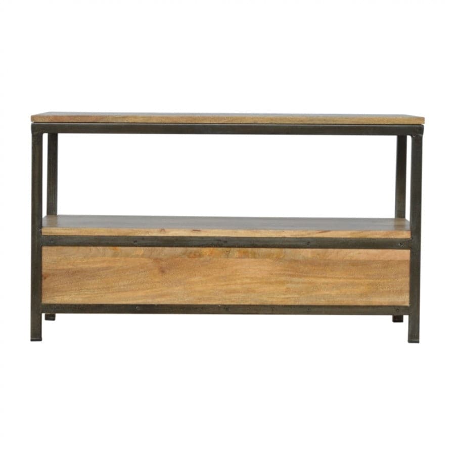 2 Drawer Coffee Table With Iron Base - Price Crash Furniture