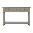 3 Drawer Grey Painted Console Table With Turned Legs - Price Crash Furniture