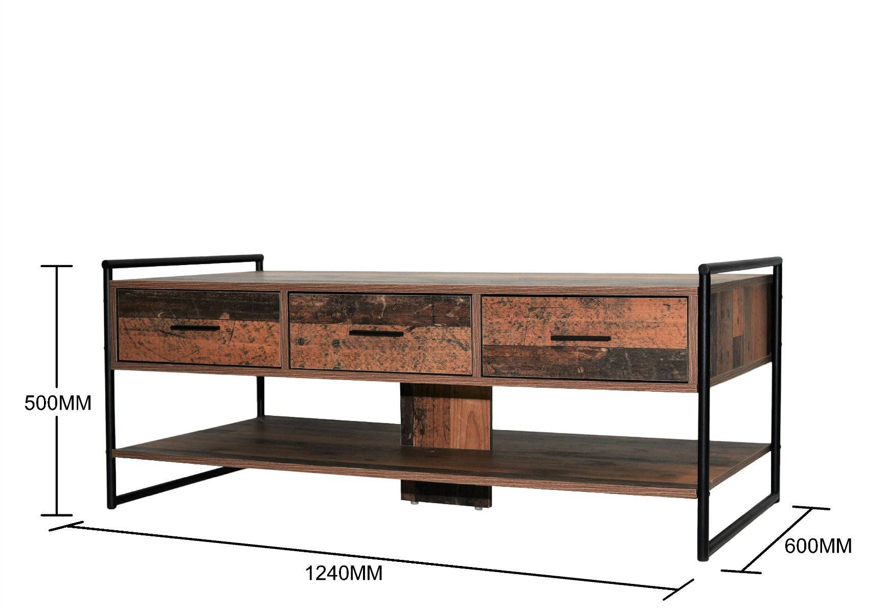 Abbey Coffee Table with 3 Drawers by TAD - Price Crash Furniture