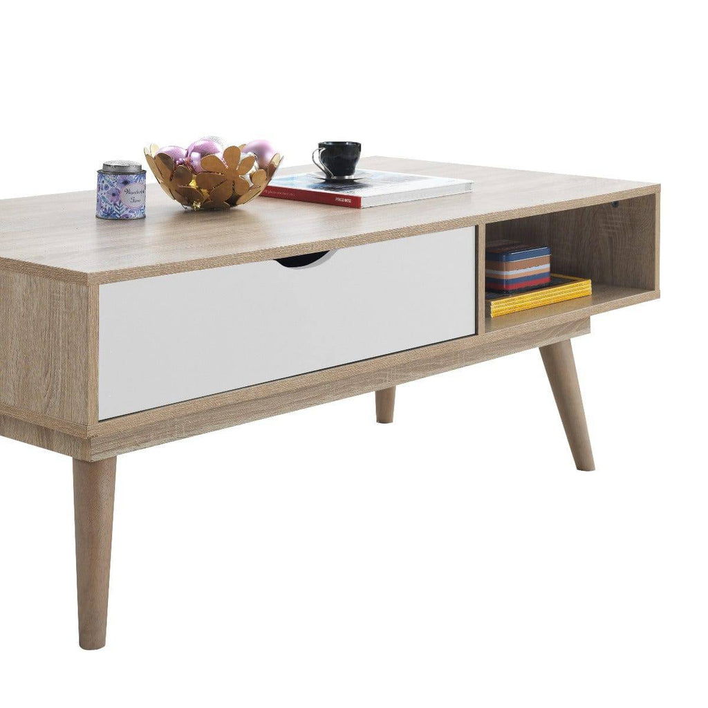 Alford Coffee Table in Sonoma Oak and White by TAD - Price Crash Furniture