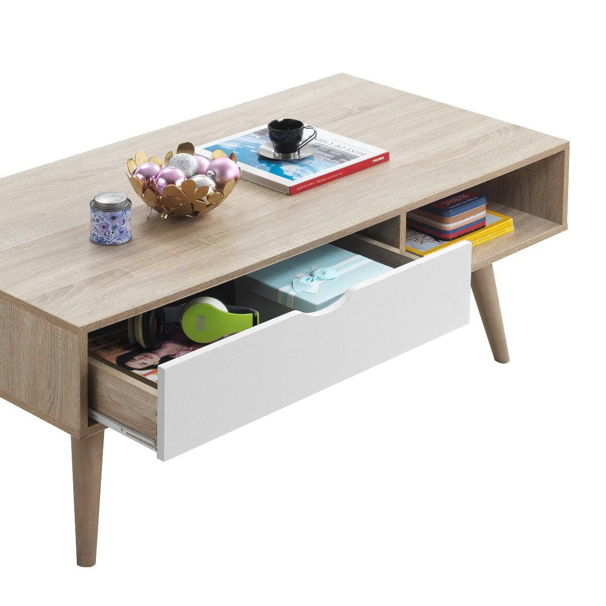 Alford Coffee Table in Sonoma Oak and White by TAD - Price Crash Furniture