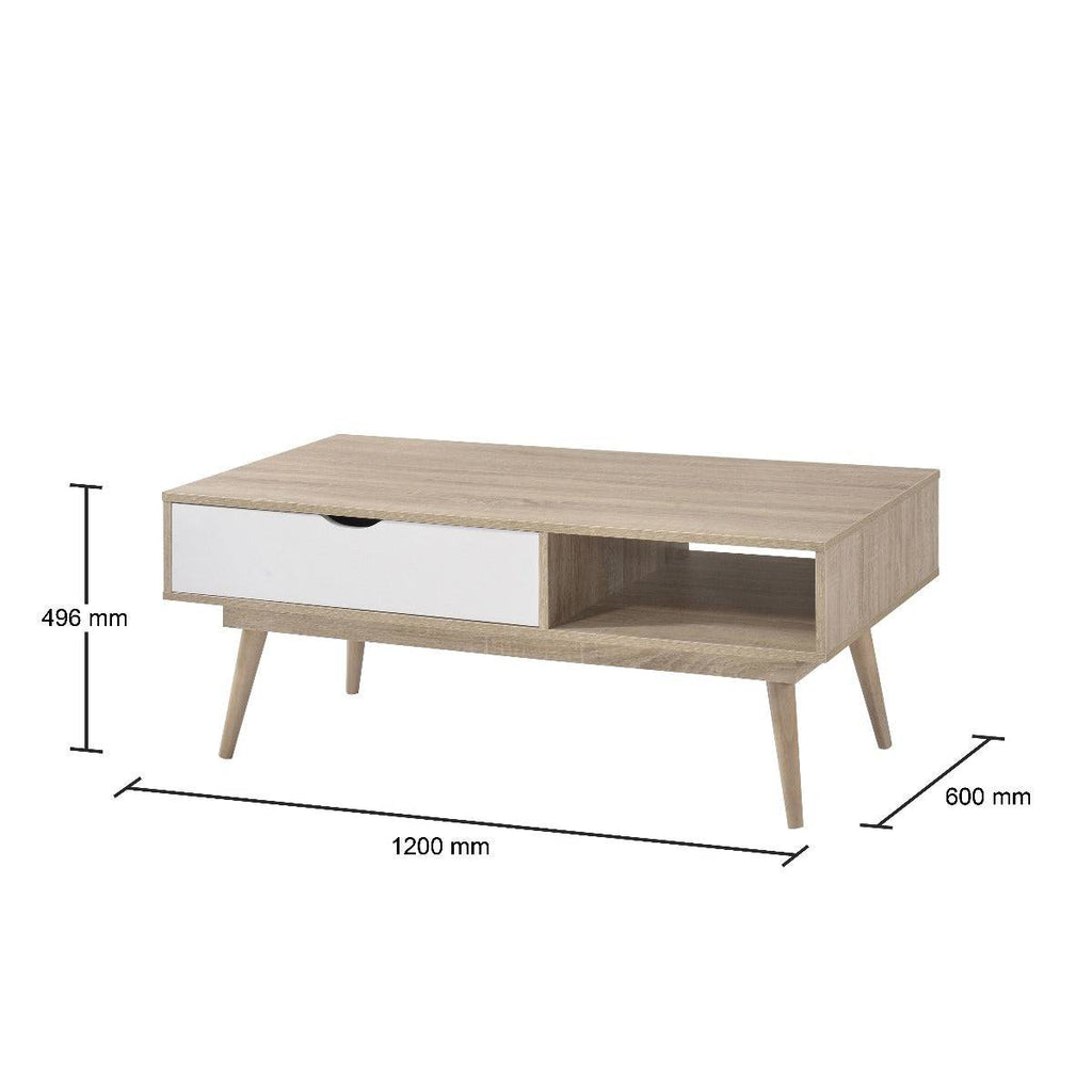 Alford Coffee Table in Sonoma Oak and White by TAD - Price Crash Furniture