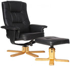 Alphason Drake Faux Leather Recliner Chair with Footstool in Black - Price Crash Furniture