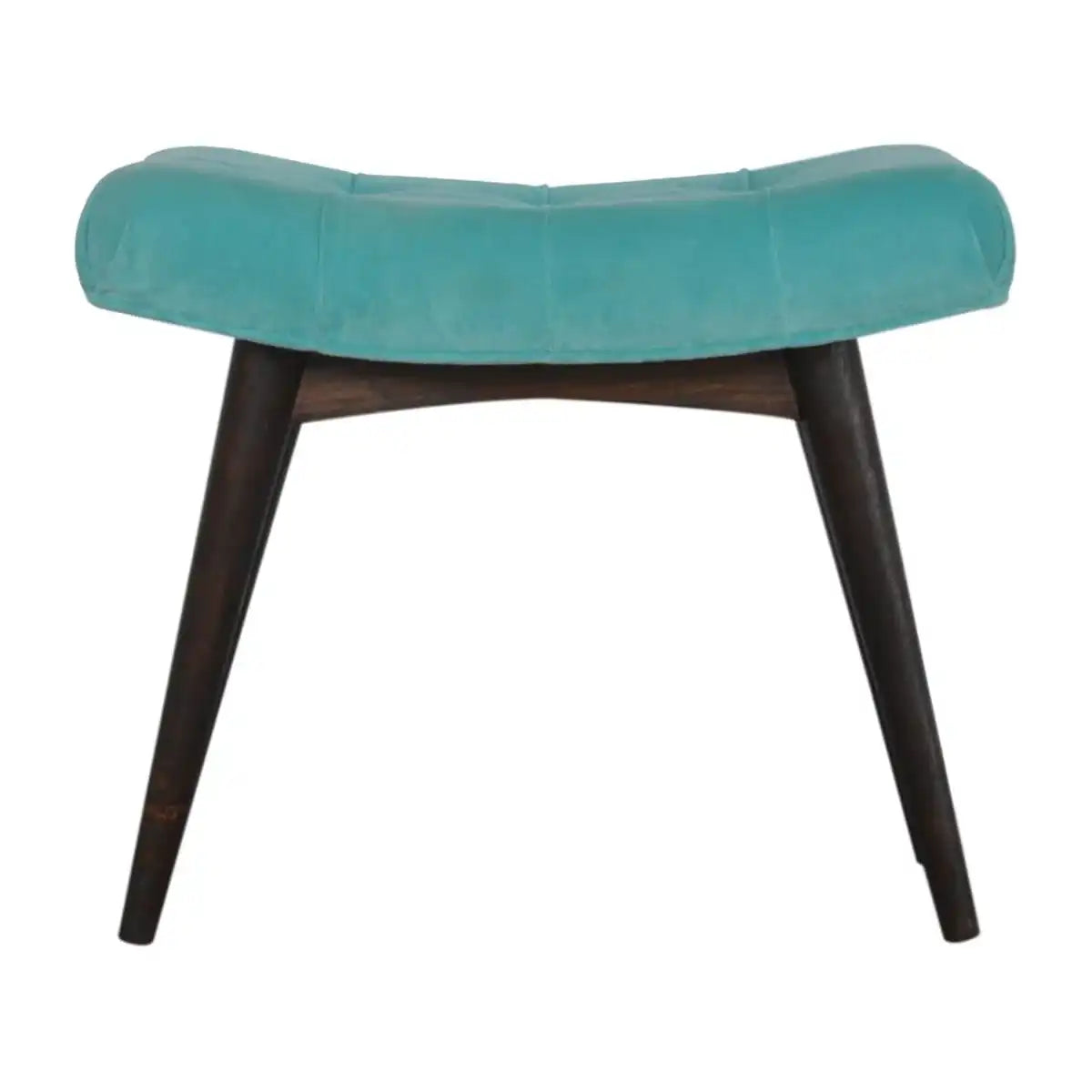 Aqua Cotton Velvet Curved Bench - Price Crash Furniture