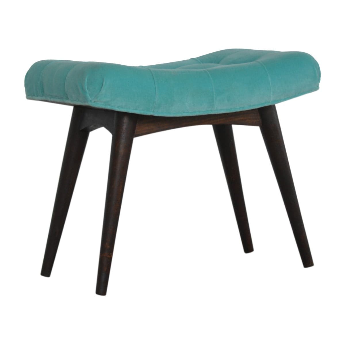 Aqua Cotton Velvet Curved Bench - Price Crash Furniture