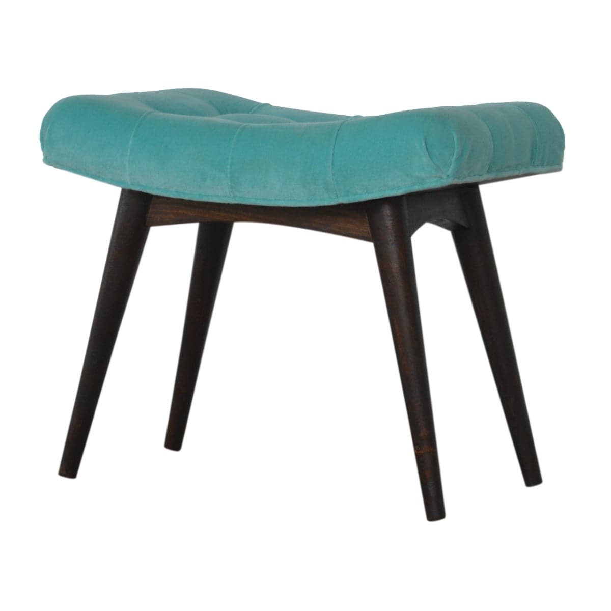 Aqua Cotton Velvet Curved Bench - Price Crash Furniture