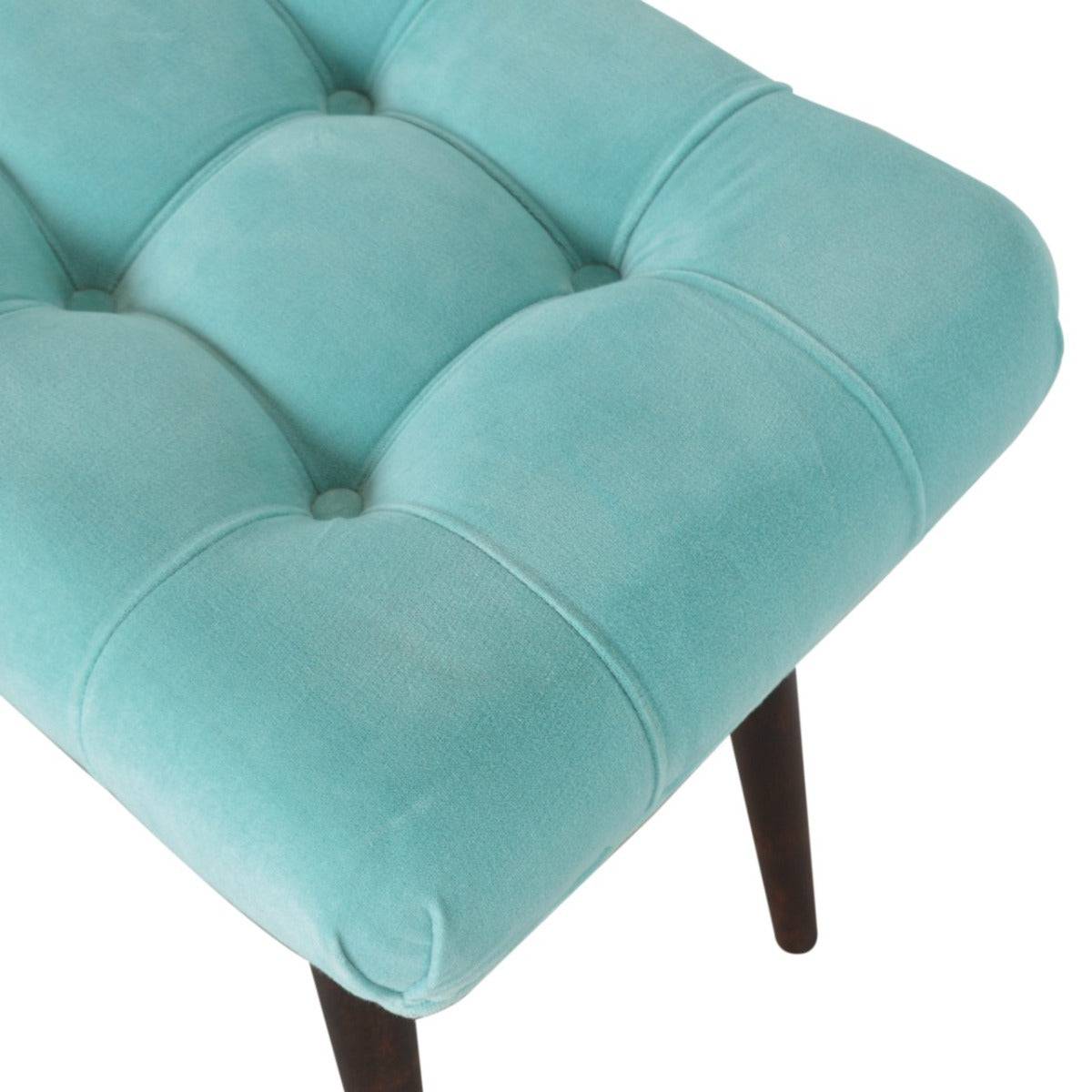 Aqua Cotton Velvet Curved Bench - Price Crash Furniture