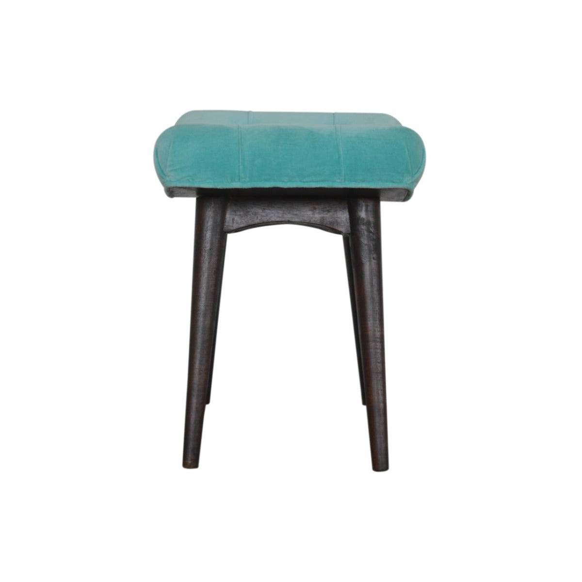 Aqua Cotton Velvet Curved Bench - Price Crash Furniture