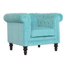 Aqua Velvet Chesterfield Armchair - Price Crash Furniture