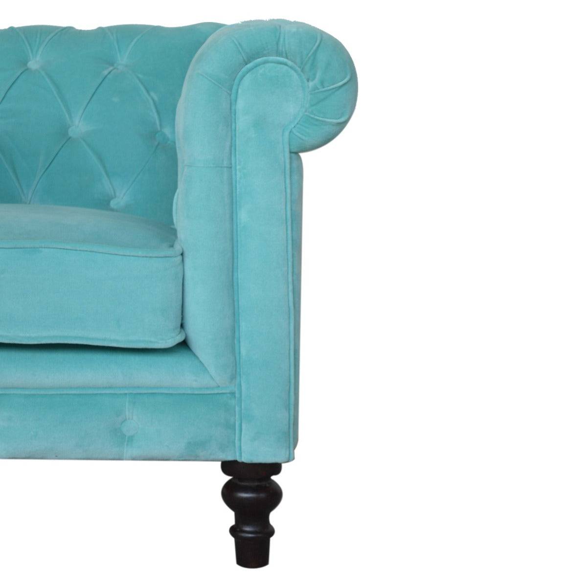 Aqua Velvet Chesterfield Armchair - Price Crash Furniture