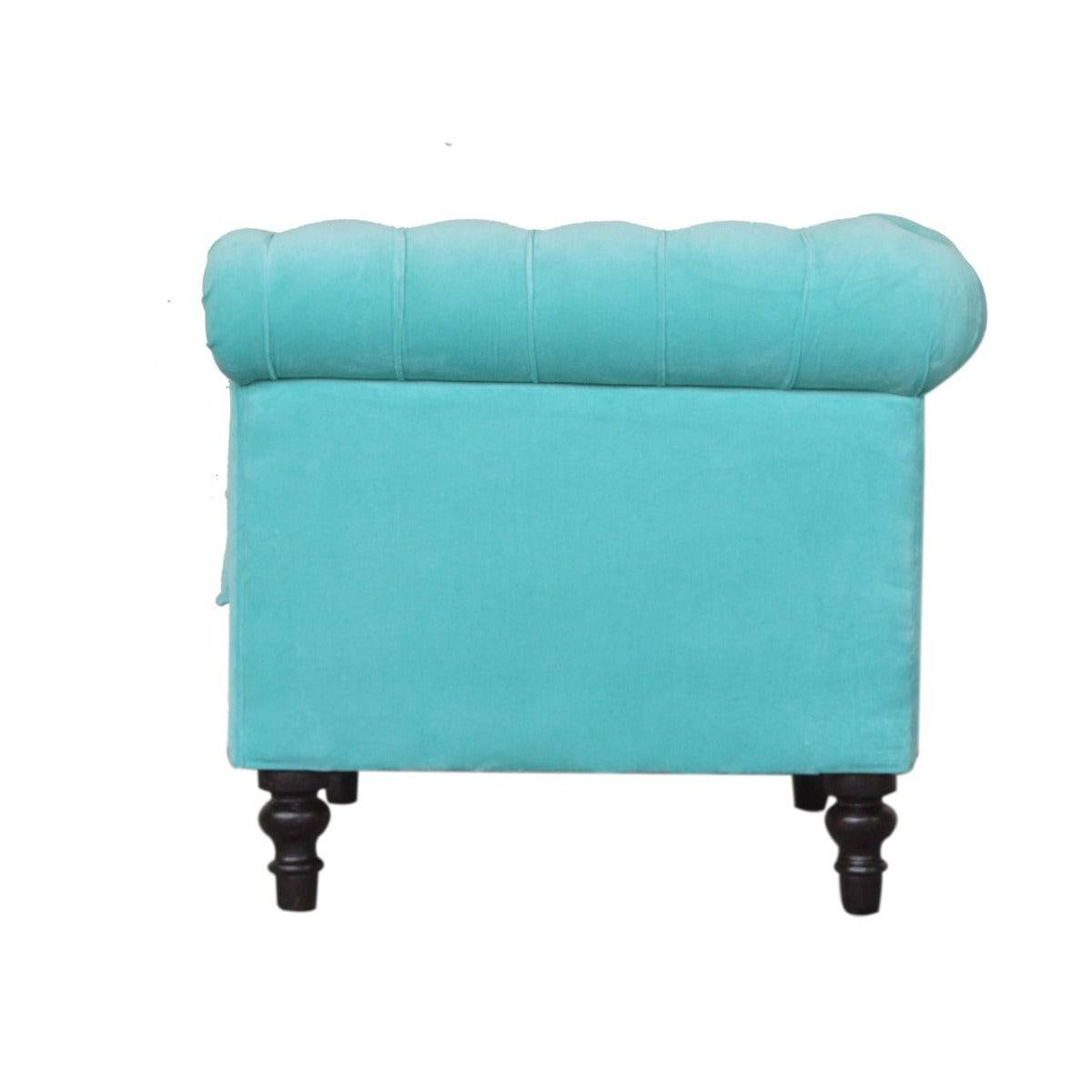 Aqua Velvet Chesterfield Armchair - Price Crash Furniture