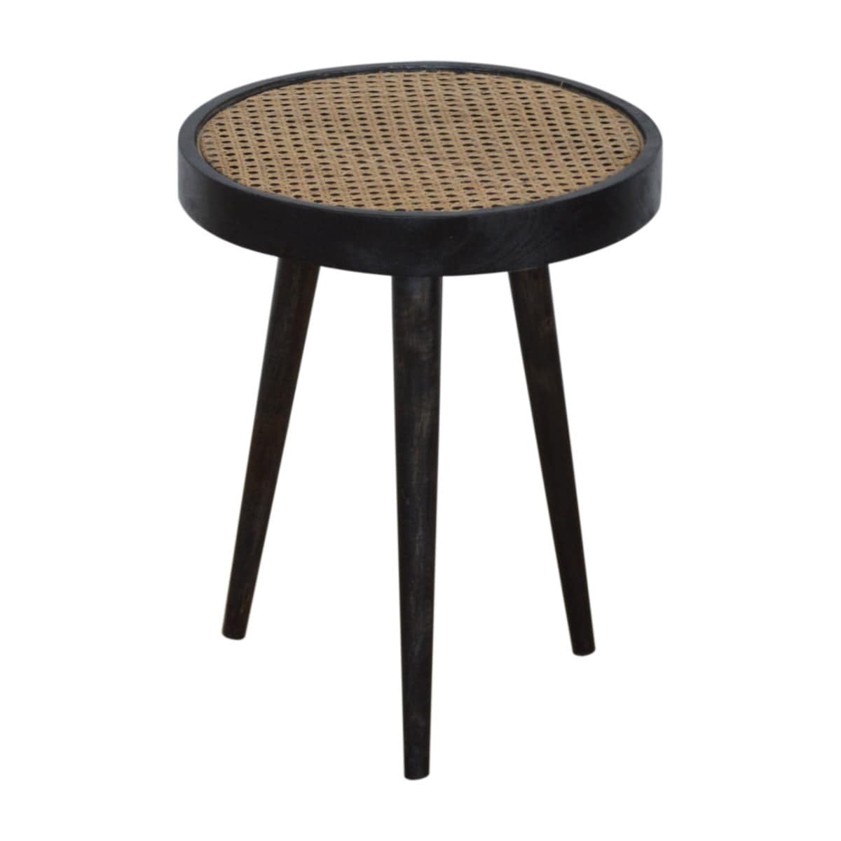 Carbon Black Rattan End Table - Price Crash Furniture