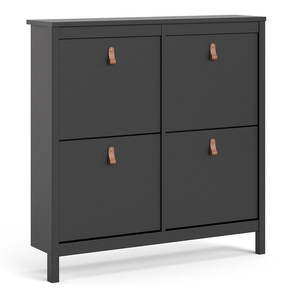 Barcelona Shoe Cabinet 4 Compartments in Matt Black - Price Crash Furniture