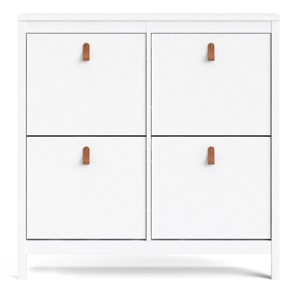 Barcelona Shoe Cabinet Cupboard with 4 Compartments in White - Price Crash Furniture