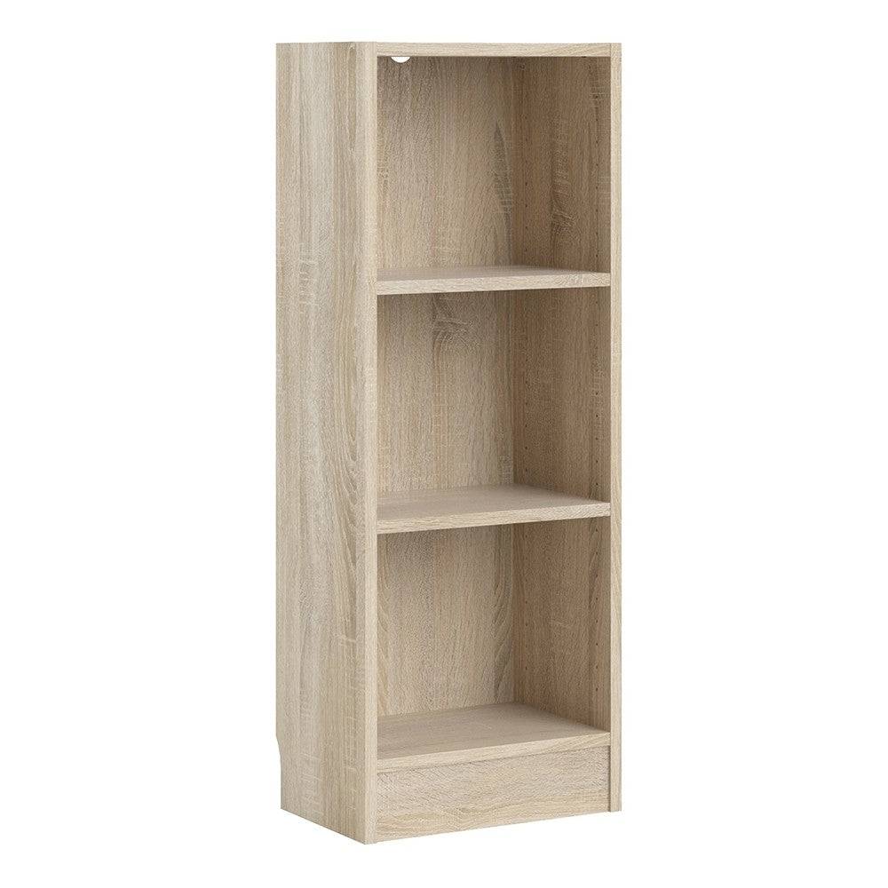 Basic Low Narrow Bookcase (2 Shelves) In Oak - Price Crash Furniture