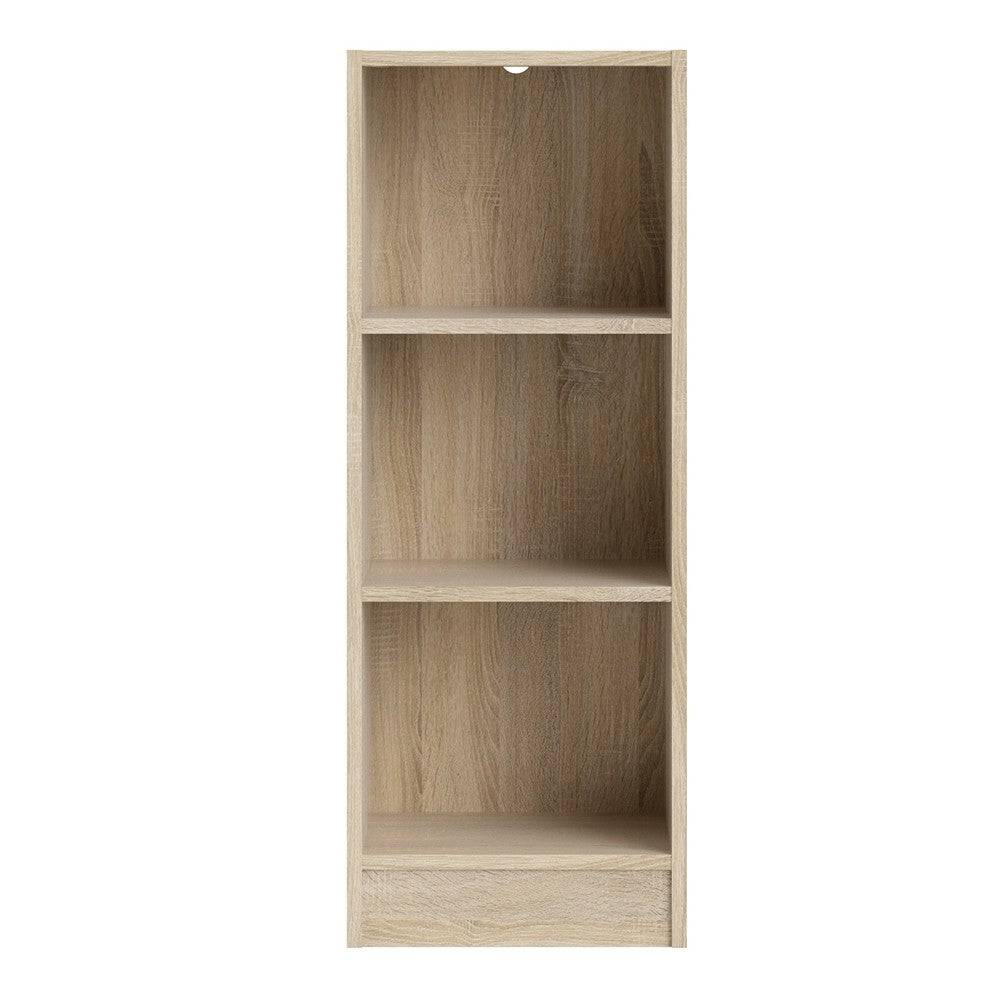 Basic Low Narrow Bookcase (2 Shelves) In Oak - Price Crash Furniture