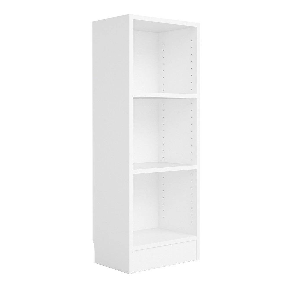 Basic Low Narrow Bookcase (2 Shelves) In White - Price Crash Furniture