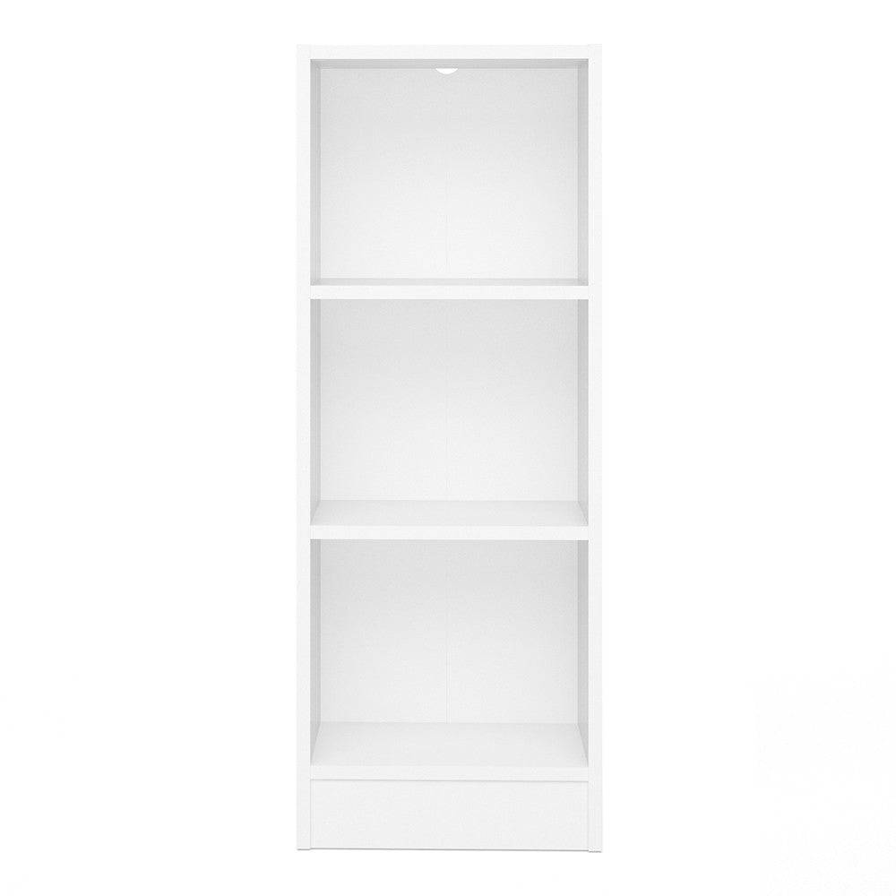 Basic Low Narrow Bookcase (2 Shelves) In White - Price Crash Furniture