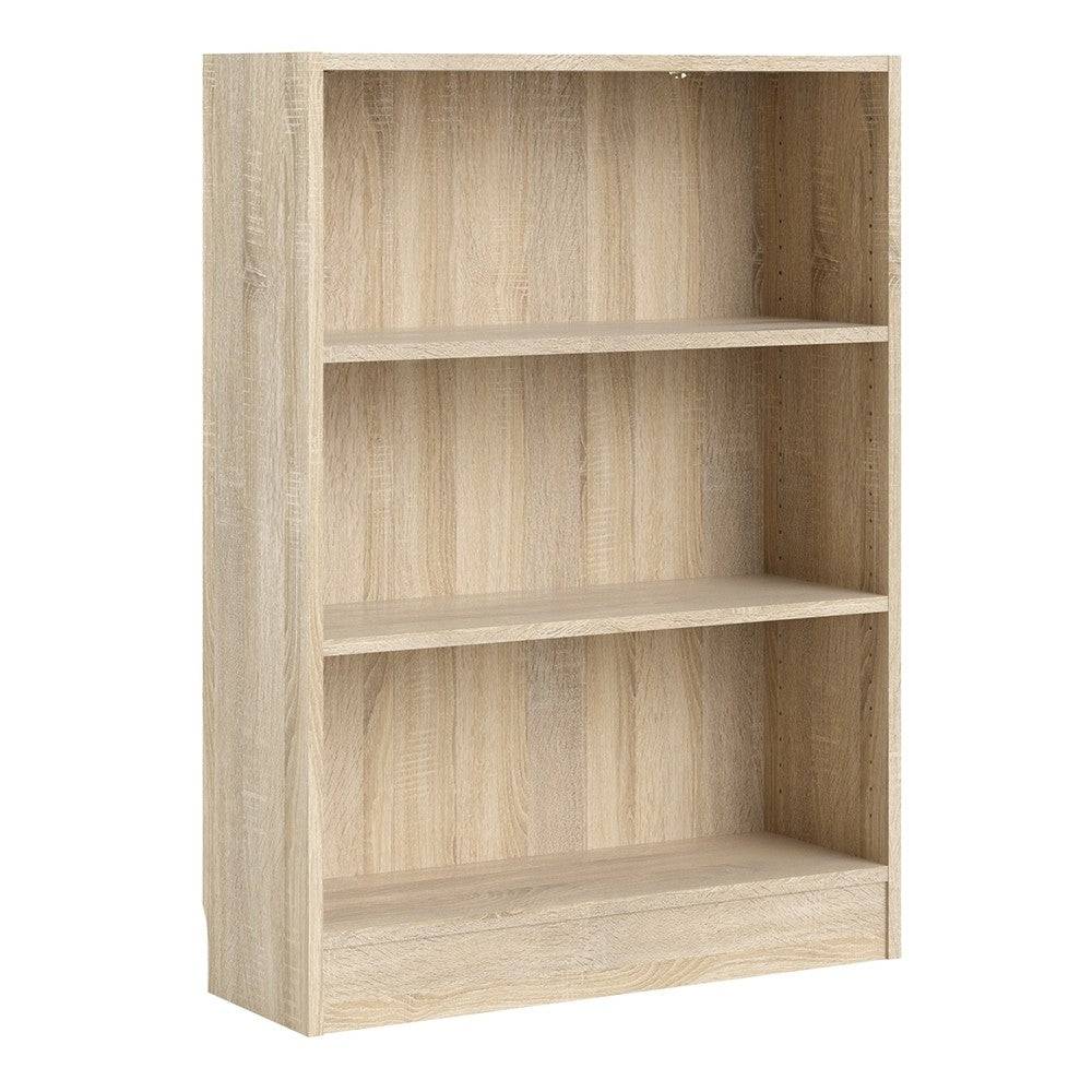 Basic Low Wide Bookcase (2 Shelves) In Oak - Price Crash Furniture