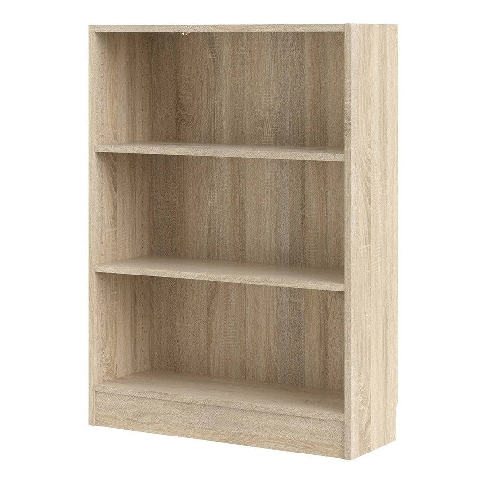Basic Low Wide Bookcase (2 Shelves) In Oak - Price Crash Furniture