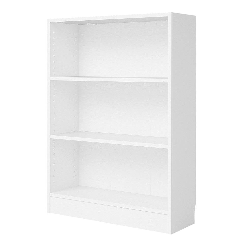 Basic Low Wide Bookcase (2 Shelves) In White - Price Crash Furniture