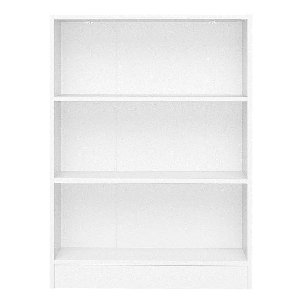 Basic Low Wide Bookcase (2 Shelves) In White - Price Crash Furniture