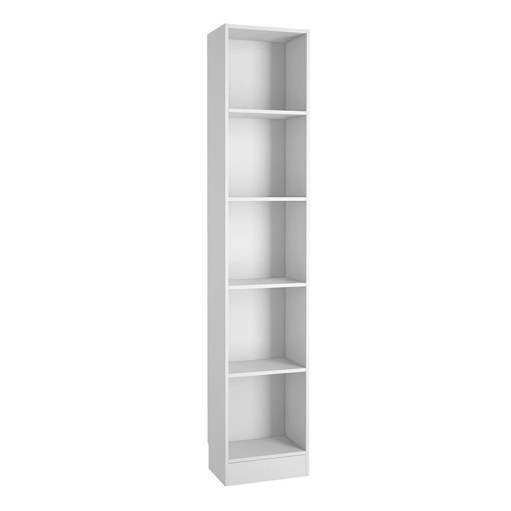 Basic Tall Narrow Bookcase (4 Shelves) In White - Price Crash Furniture