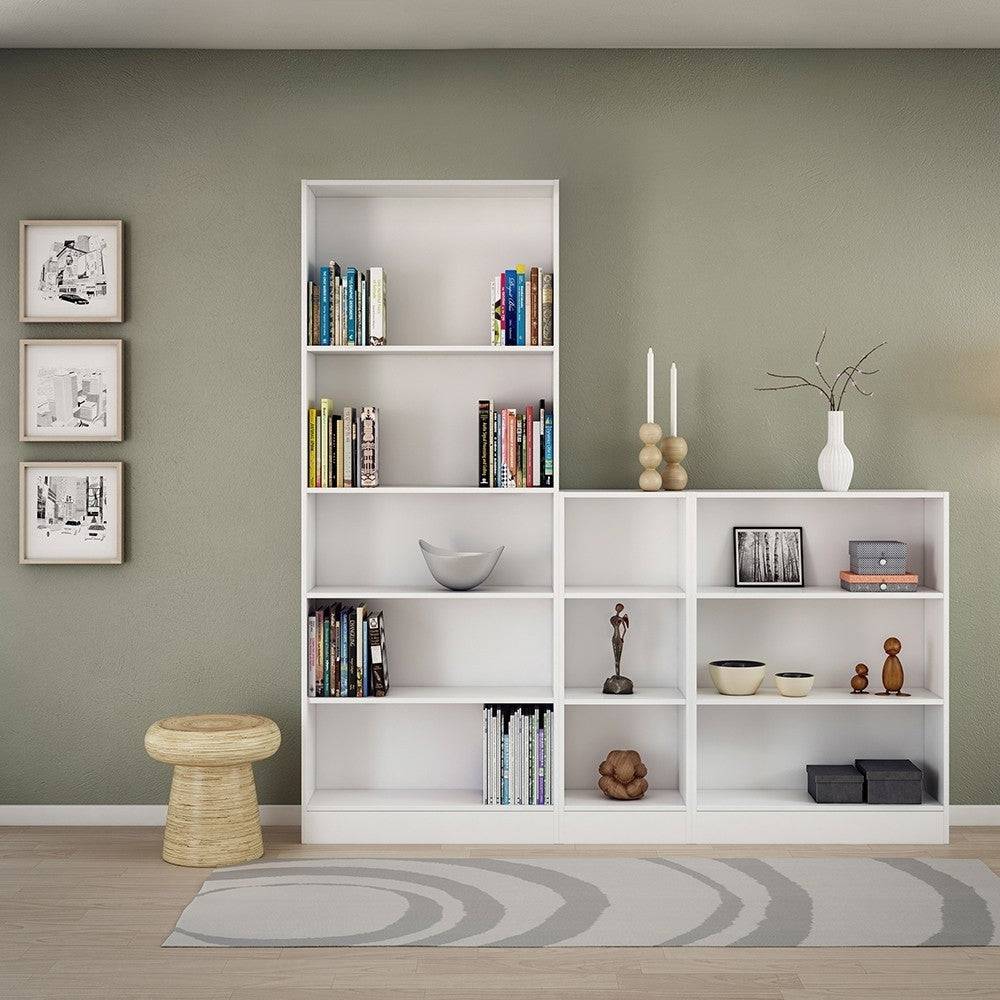 Basic Tall Wide Bookcase (4 Shelves) In White - Price Crash Furniture