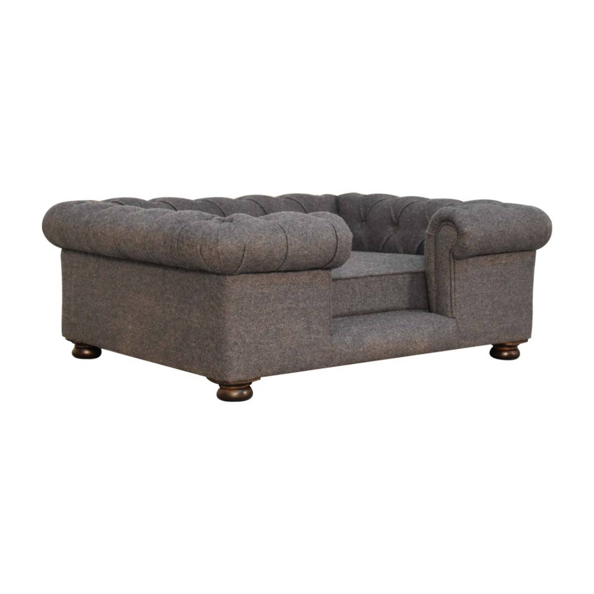 Battleship Tweed Deep Button Pet Sofa Bed - Price Crash Furniture