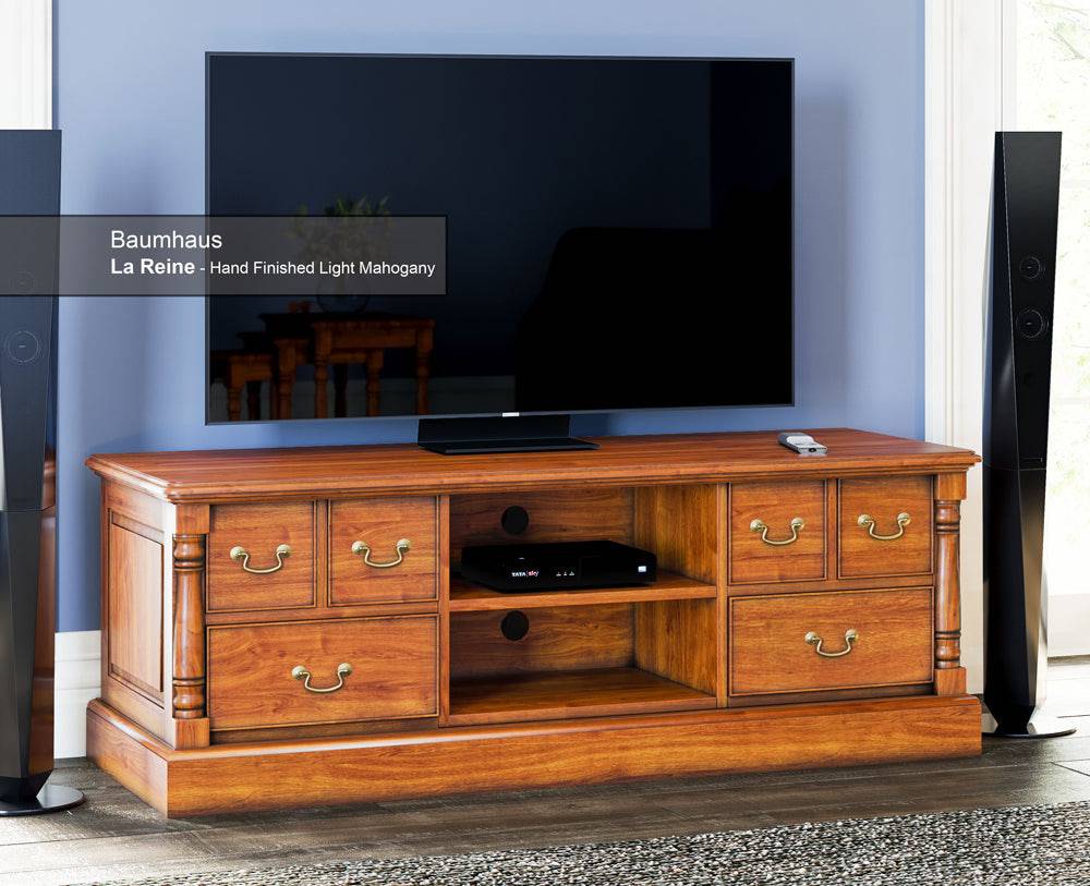 Baumhaus La Reine Widescreen Television Cabinet in solid mahogany - Price Crash Furniture