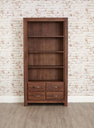 Baumhaus Mayan Walnut Large 4 Drawer Bookcase - Price Crash Furniture