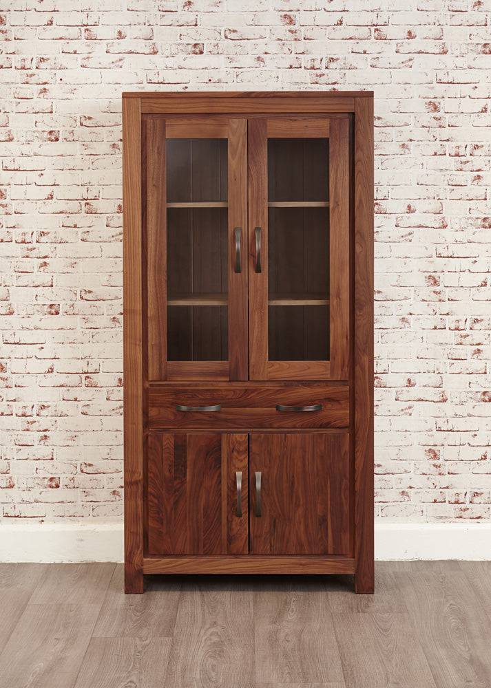 Baumhaus Mayan Walnut Large Glazed Bookcase - CWC01D - Price Crash Furniture