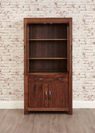 Baumhaus Mayan Walnut Large Glazed Bookcase - CWC01D - Price Crash Furniture