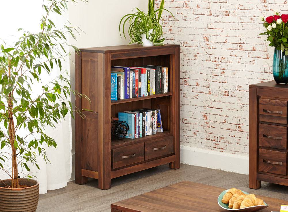 Baumhaus Mayan Walnut Low Bookcase - Price Crash Furniture
