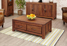 Baumhaus Mayan Walnut Low Four Drawer Coffee Table - CWC08B - Price Crash Furniture