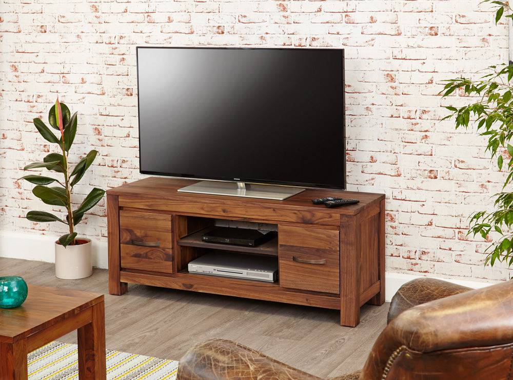 Baumhaus Mayan Walnut Low Widescreen Television Cabinet - Price Crash Furniture