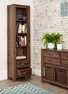 Baumhaus Mayan Walnut Narrow Bookcase - Price Crash Furniture