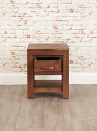 Baumhaus Mayan Walnut One Drawer Lamp Table - Price Crash Furniture