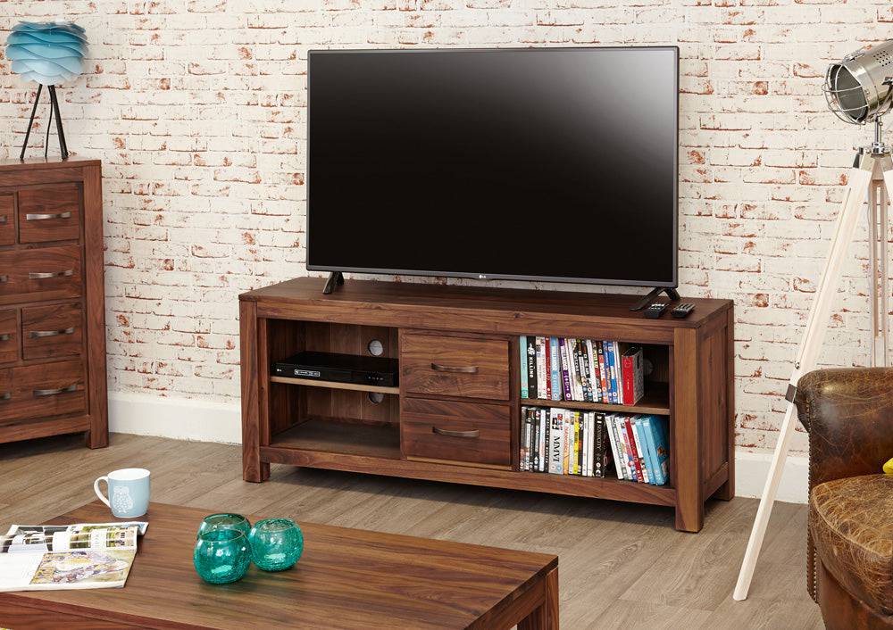 Baumhaus Mayan Walnut Widescreen Television Cabinet - Price Crash Furniture