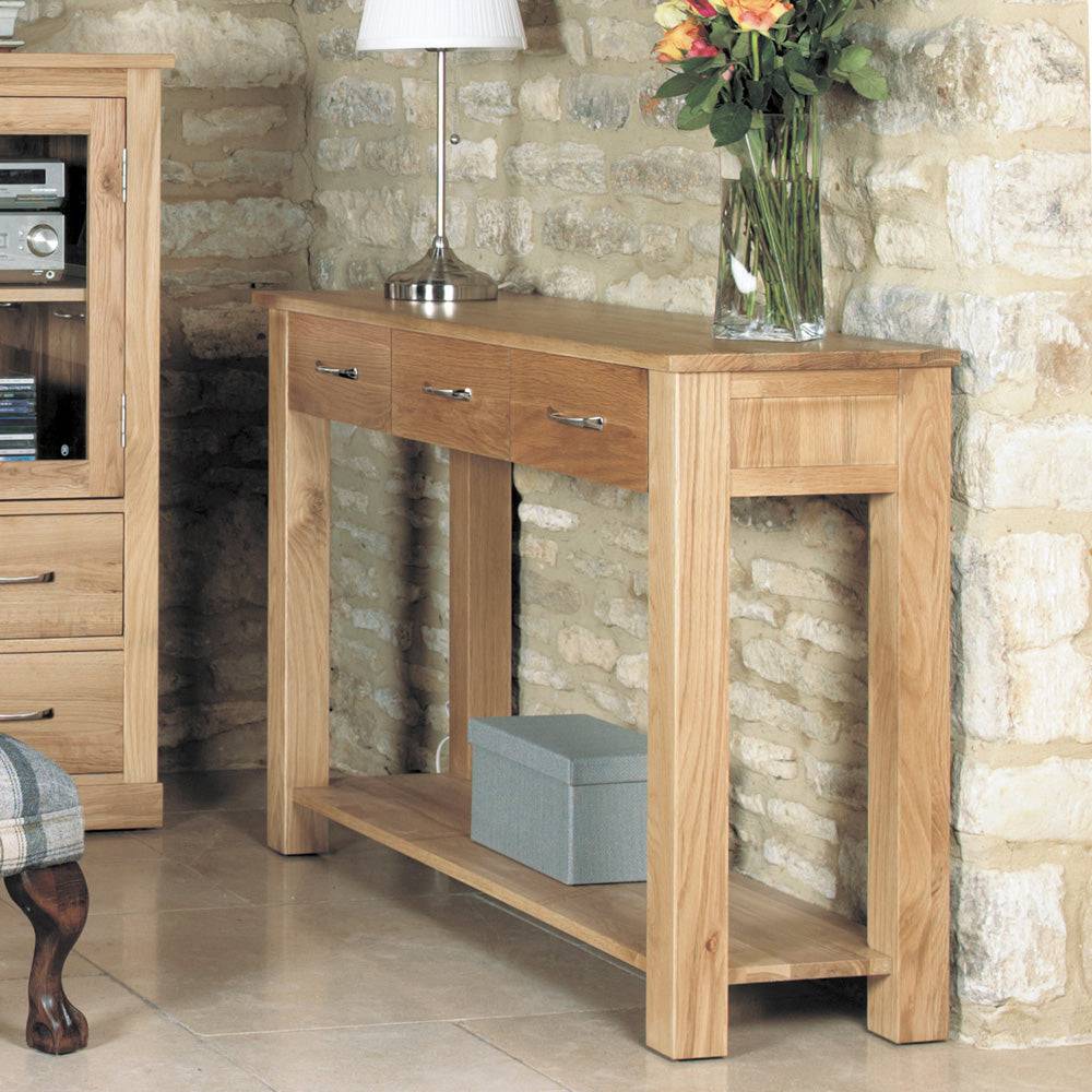 Baumhaus Mobel Oak Console Table - COR02C - Price Crash Furniture
