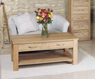 Baumhaus Mobel Oak Four Drawer Coffee Table - COR08D - Price Crash Furniture